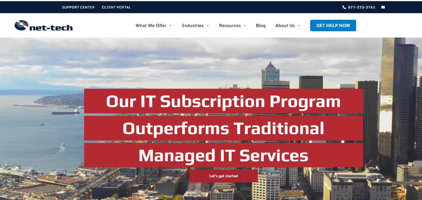Net-Tech healthcare IT support Bellevue Seattle homepage screenshot