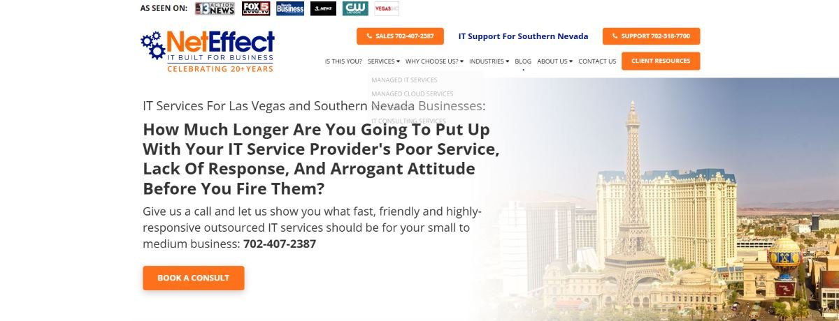 NetEffect managed IT for financial services in Las Vegas homepage