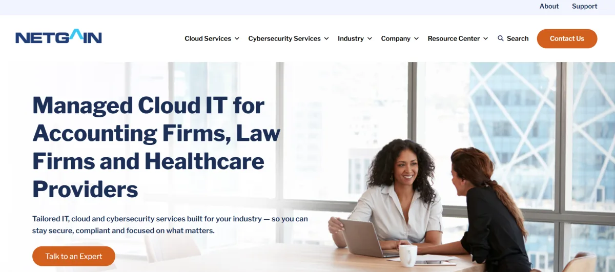 Netgain Technology healthcare managed services in Minneapolis homepage