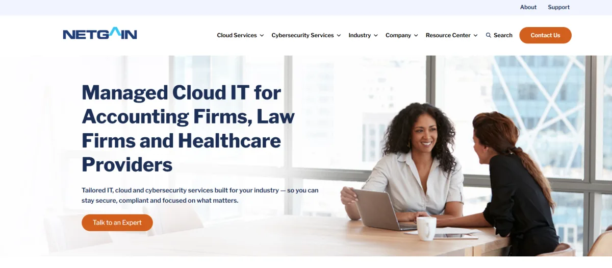 NetGain Technologies Cincinnati managed IT SOC2 healthcare homepage
