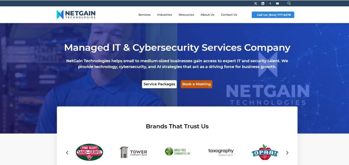 NetGain Technologies managed IT services St. Louis MO homepage