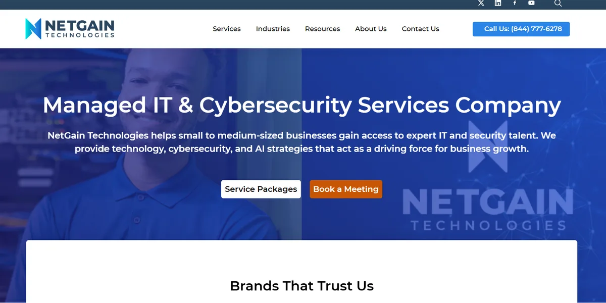 NetGain Technologies managed IT and cybersecurity in Louisville Kentucky homepage