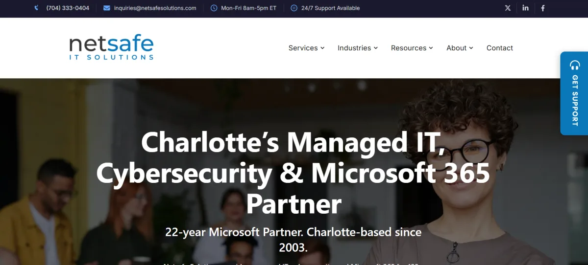 Netsafe Solutions managed IT services for law firms in Charlotte homepage