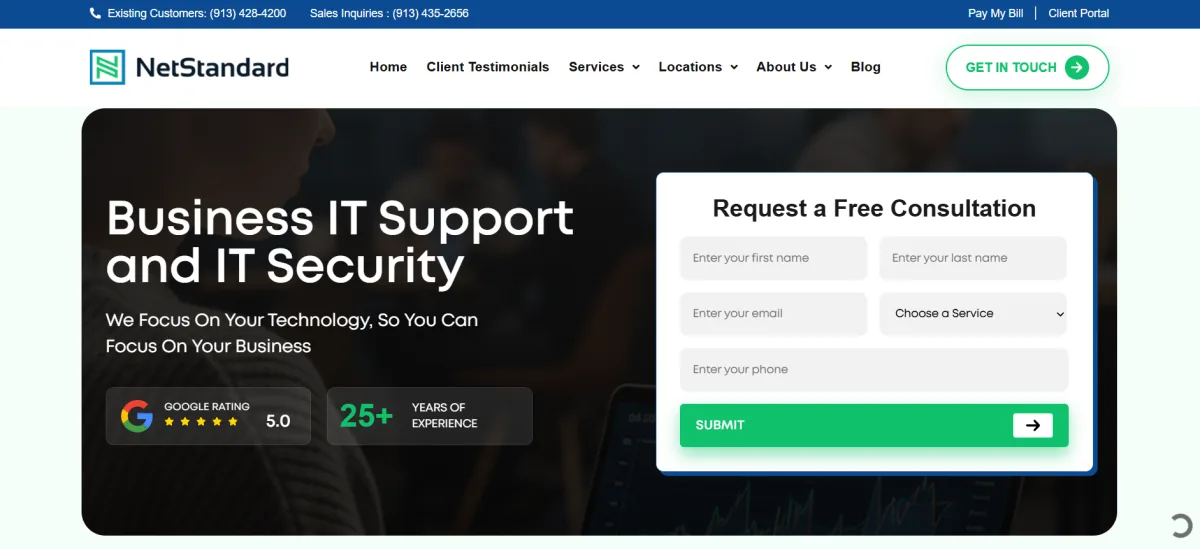 NetStandard business IT support Kansas City homepage