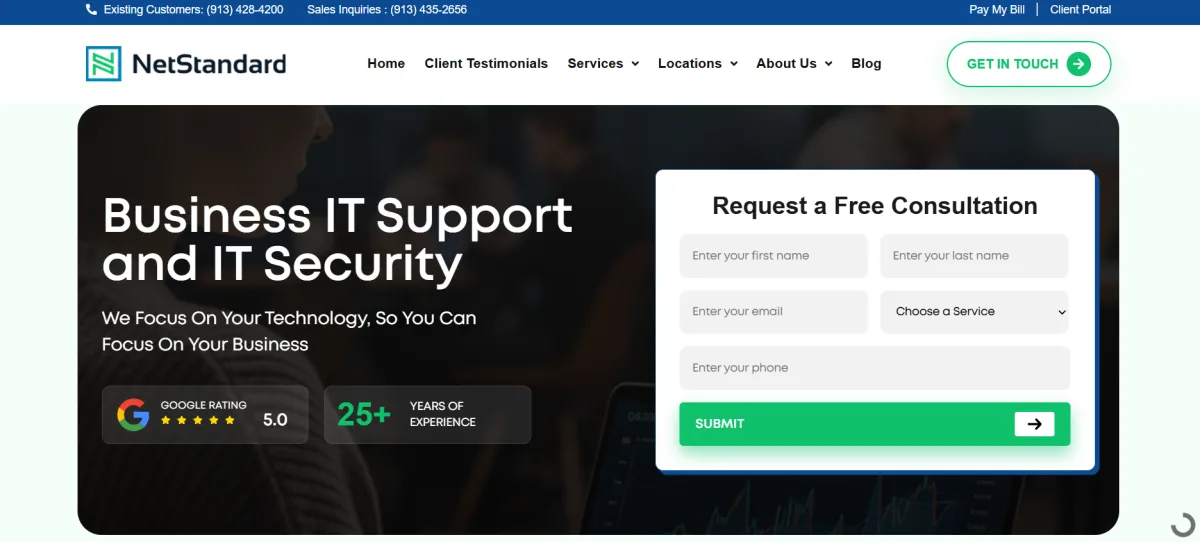 NetStandard managed IT services in Kansas City homepage