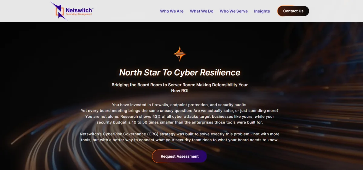 Netswitch MDR cybersecurity San Francisco homepage