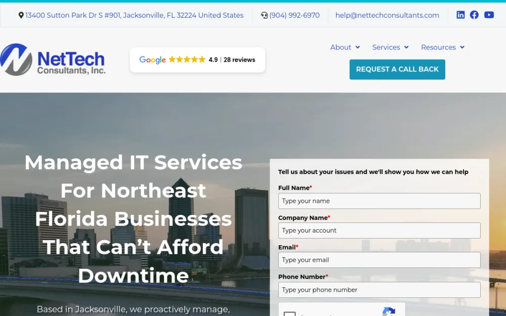 NetTech Consultants managed IT services Jacksonville FL homepage screenshot