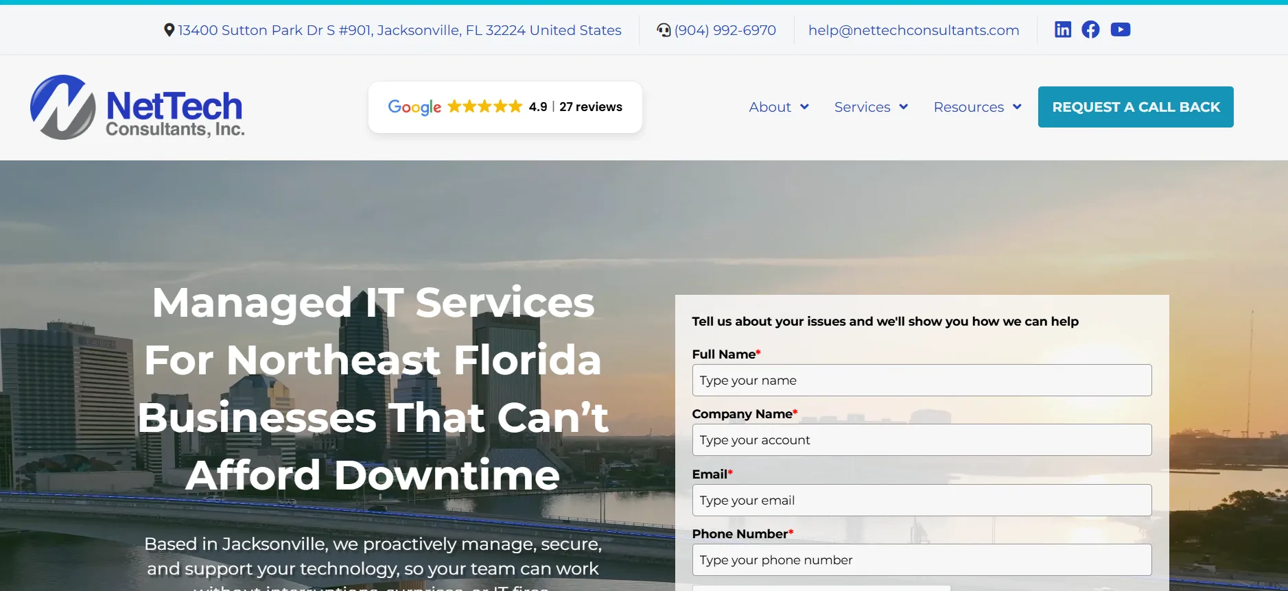 NetTech Consultants managed IT services Jacksonville FL — homepage