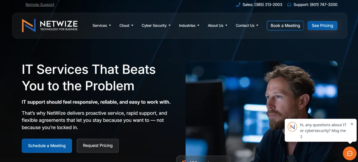 NetWize manufacturing IT services in Salt Lake City, Utah homepage screenshot
