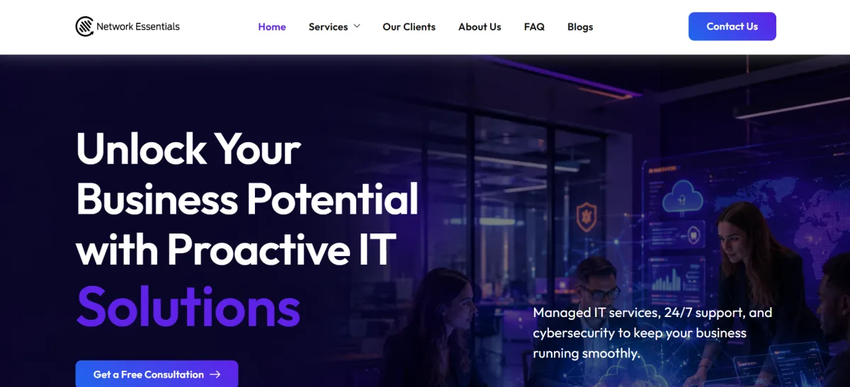 Network Essentials managed IT services Charlotte NC homepage
