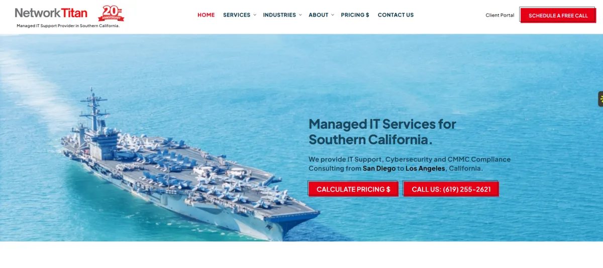 Network Titan homepage — multi-compliance managed IT services in San Diego