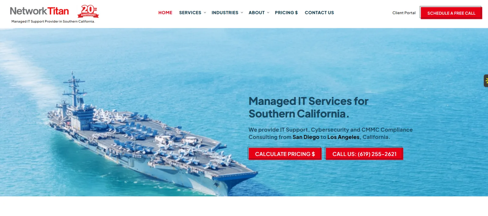 Network Titan managed IT and CMMC compliance in San Diego, homepage