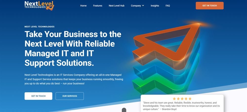 Next Level Technologies managed IT Columbus Ohio homepage screenshot