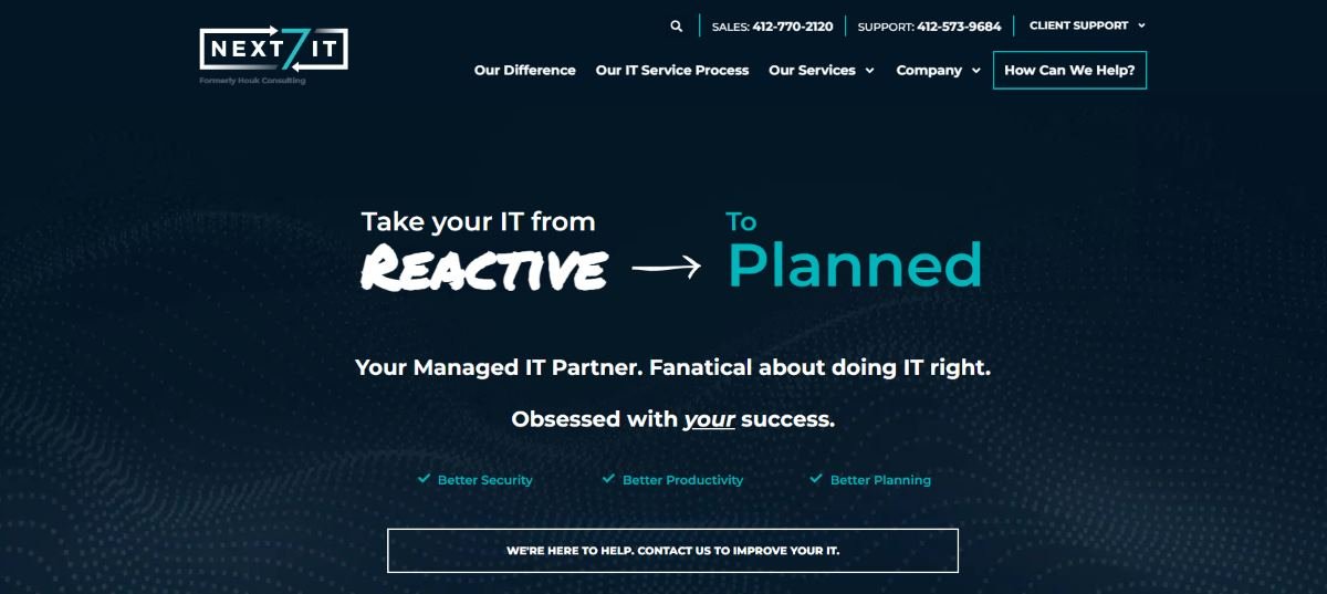 Next7 IT managed IT for financial services in Pittsburgh homepage