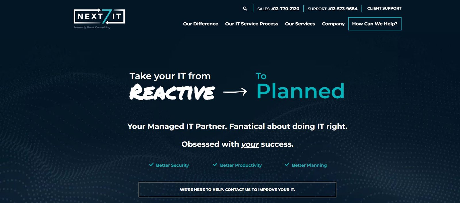 Next7 IT Cranberry Township Pittsburgh tech-company MSP homepage screenshot