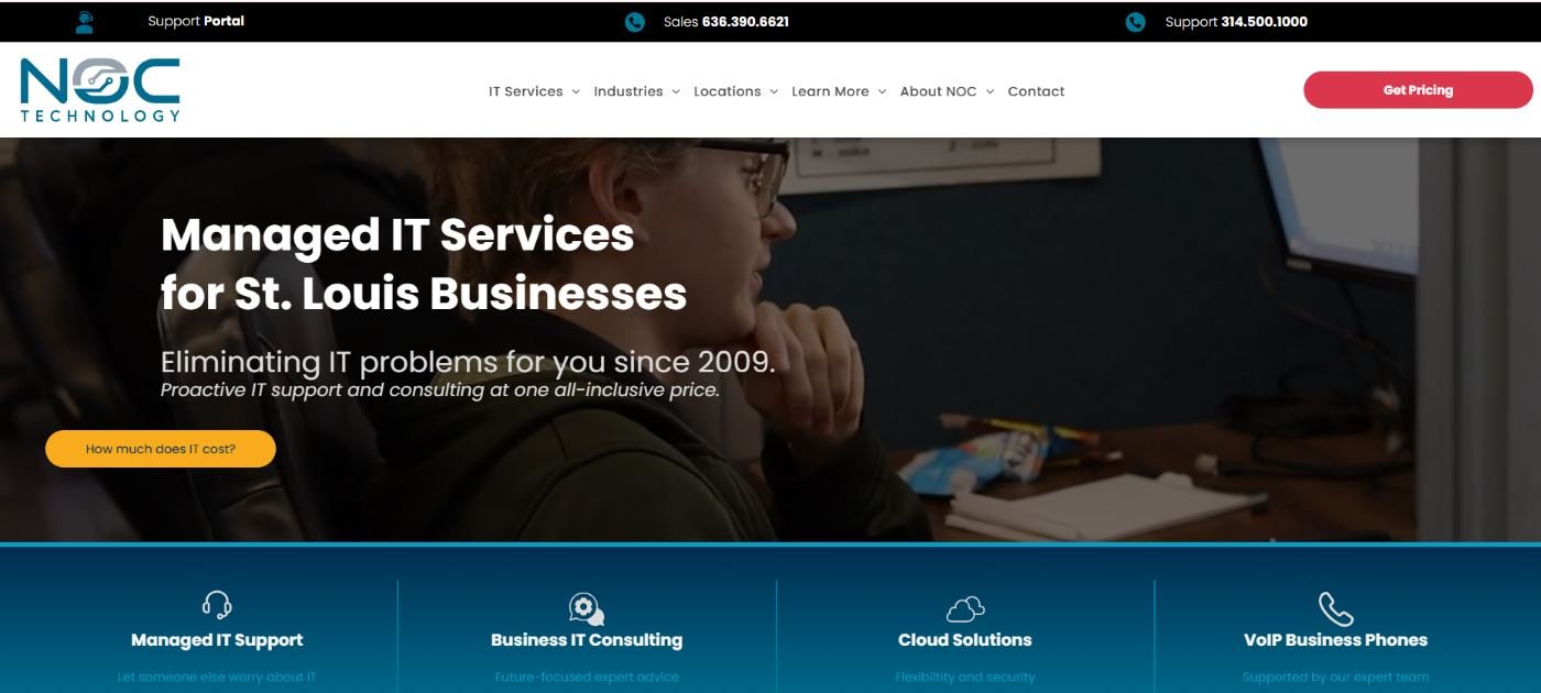 NOC Technology published-pricing managed IT for St. Louis businesses homepage