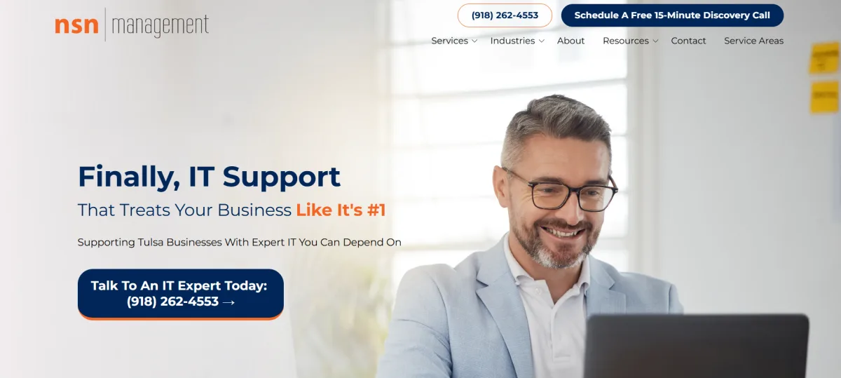 NSN Management financial services compliance IT Tulsa homepage screenshot