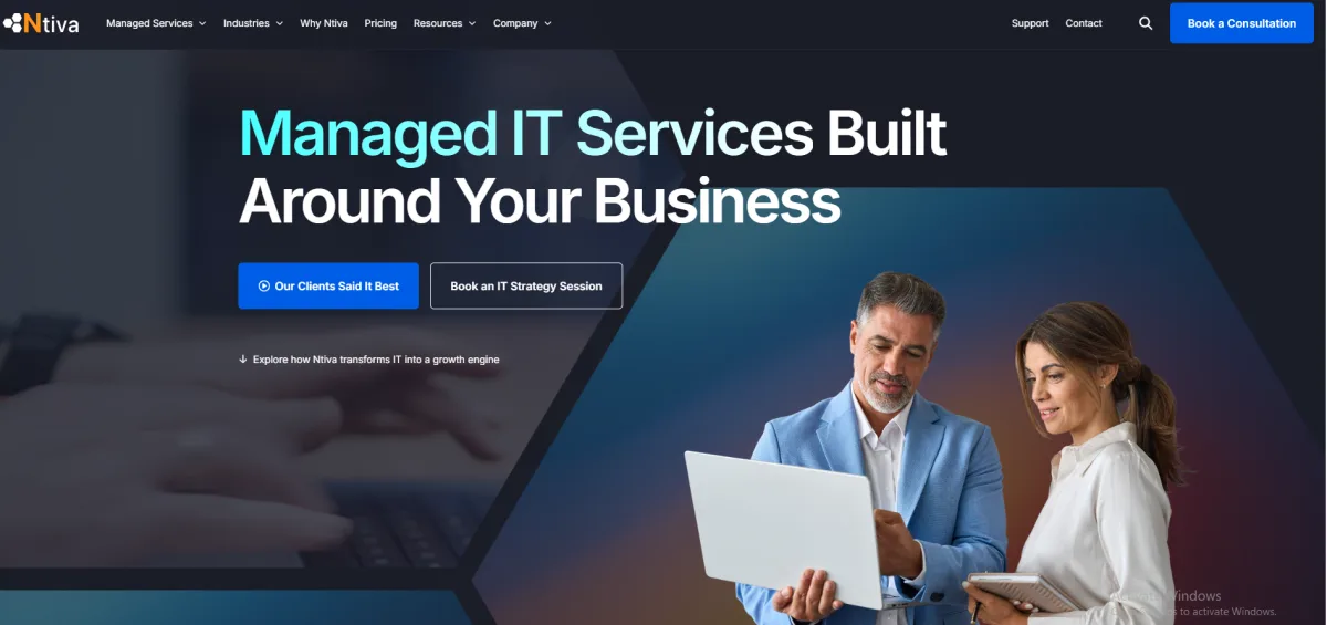 Ntiva managed IT services for financial services Chicago homepage