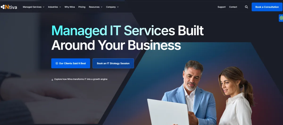 Ntiva insurance IT services homepage