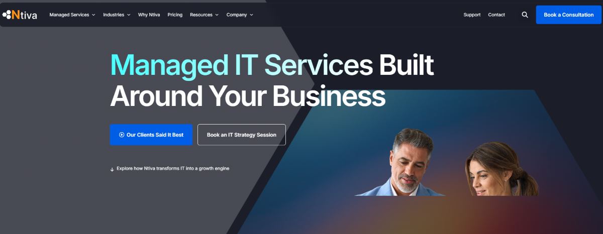 Ntiva co-managed IT for Microsoft startups homepage screenshot