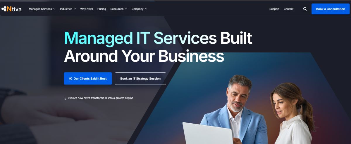 Ntiva managed IT services for technology companies homepage