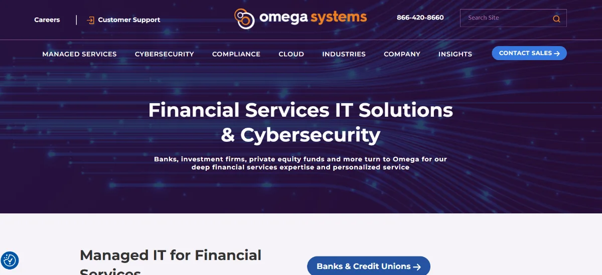 Omega Systems financial services MSP Philadelphia — homepage