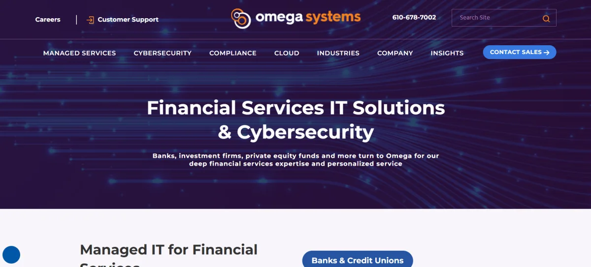 Omega Systems healthcare managed IT and cybersecurity Philadelphia homepage