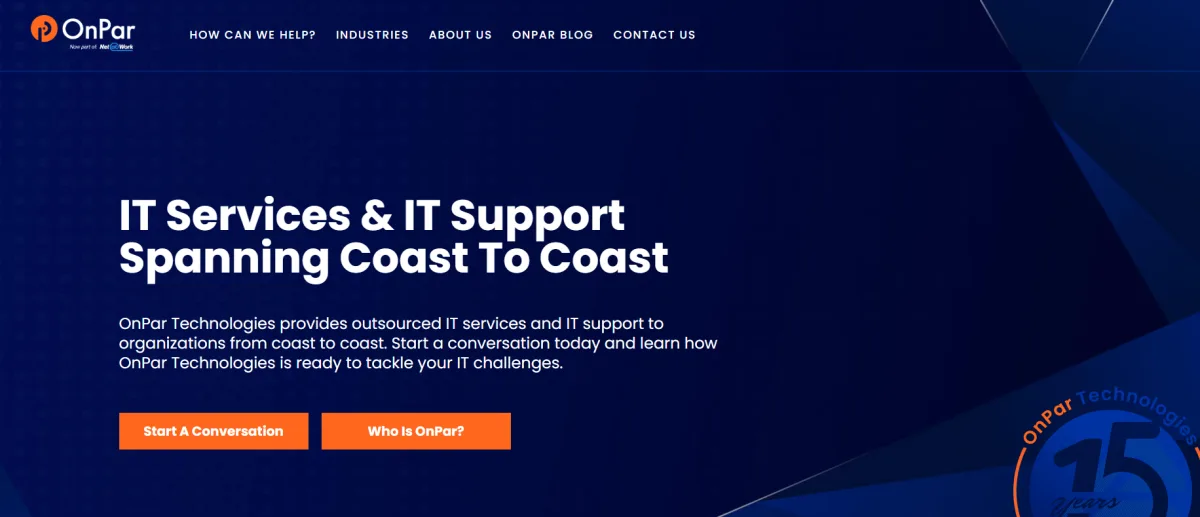 OnPar Technologies managed IT services in Raleigh, homepage