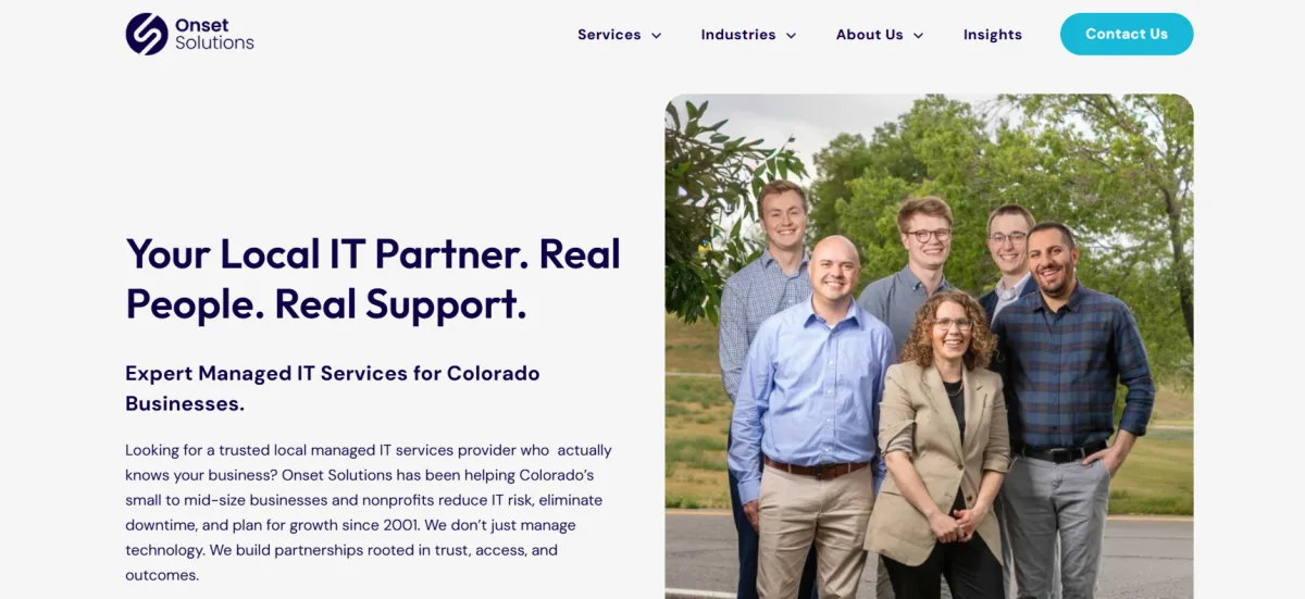 Onset Solutions managed IT financial services Denver - homepage