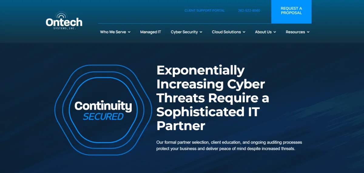 Ontech Systems law firm IT support in Milwaukee homepage