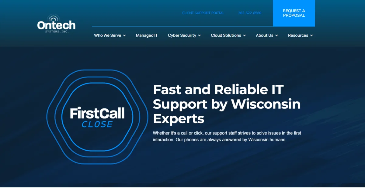 Ontech Systems managed IT services Milwaukee homepage