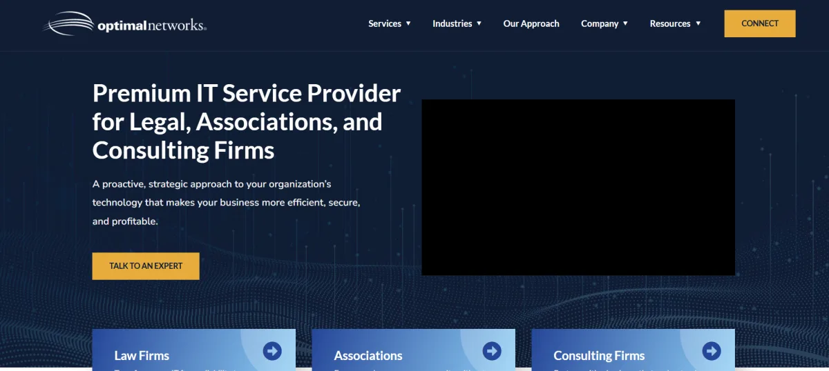 Optimal Networks legal IT support Washington DC homepage