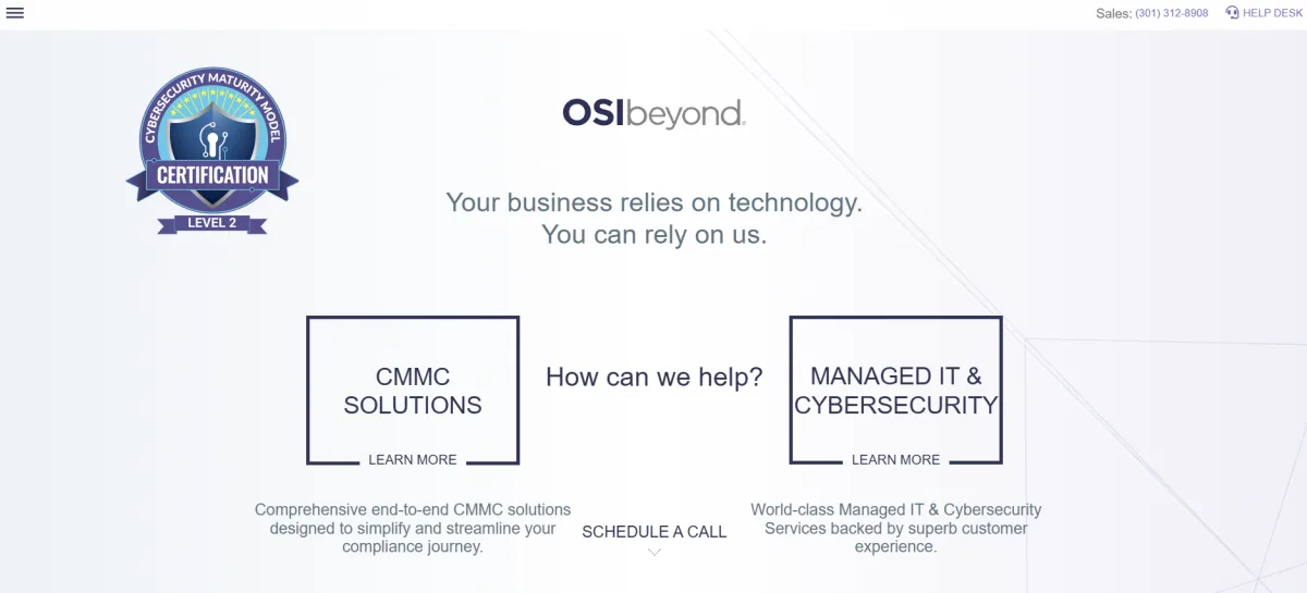 OSIbeyond managed IT and cybersecurity for defense contractors in Washington DC homepage