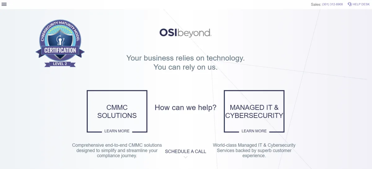 OSIbeyond managed IT for government contractors Washington DC homepage