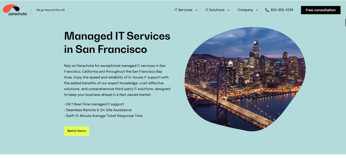 Parachute Technology managed IT services San Francisco tech homepage