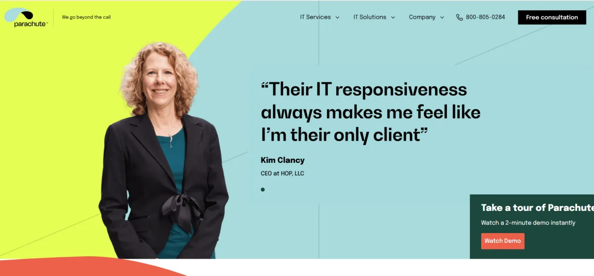 Parachute managed IT services San Diego homepage