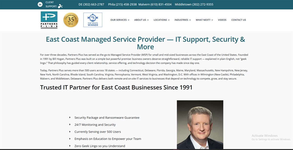Partners Plus managed IT services Wilmington DE - homepage
