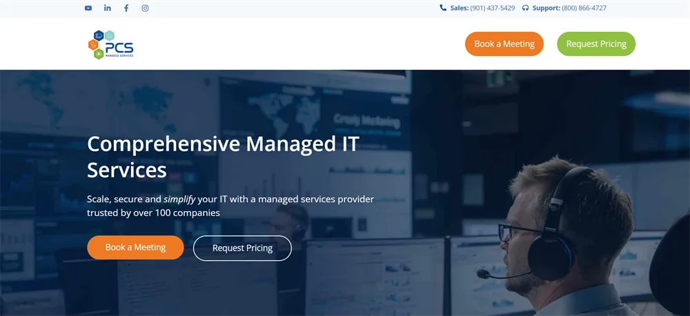PCS Managed Services healthcare IT and HIPAA compliance Memphis Tennessee homepage