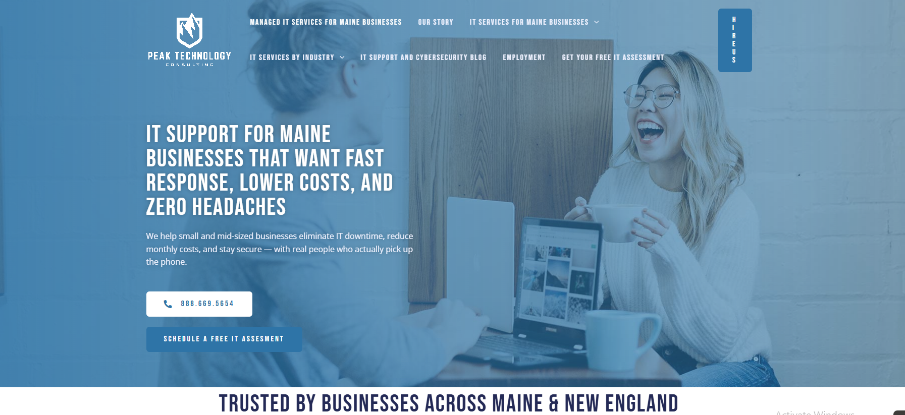 Peak Technology Consulting managed IT services in Portland, ME — homepage