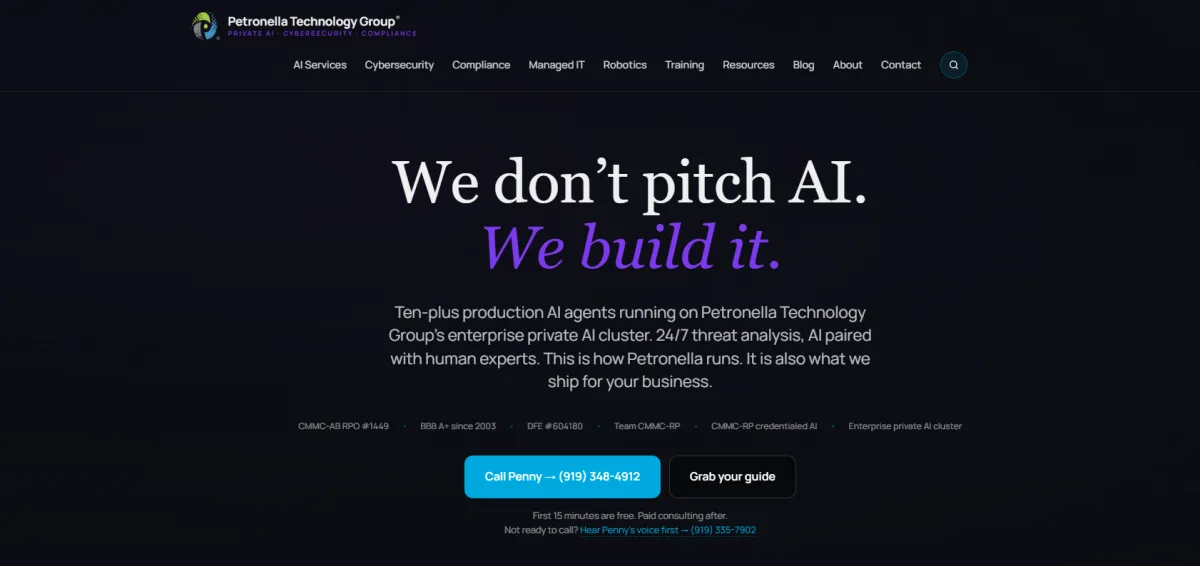 Petronella Technology Group CMMC compliance Raleigh NC — homepage