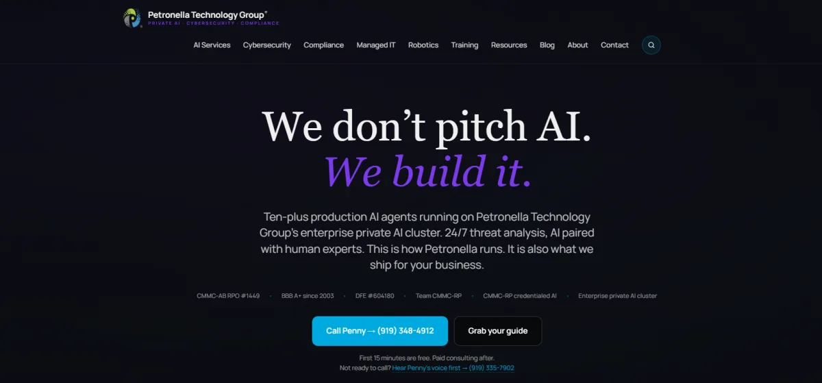Petronella Technology Group cybersecurity and managed IT in Raleigh — homepage