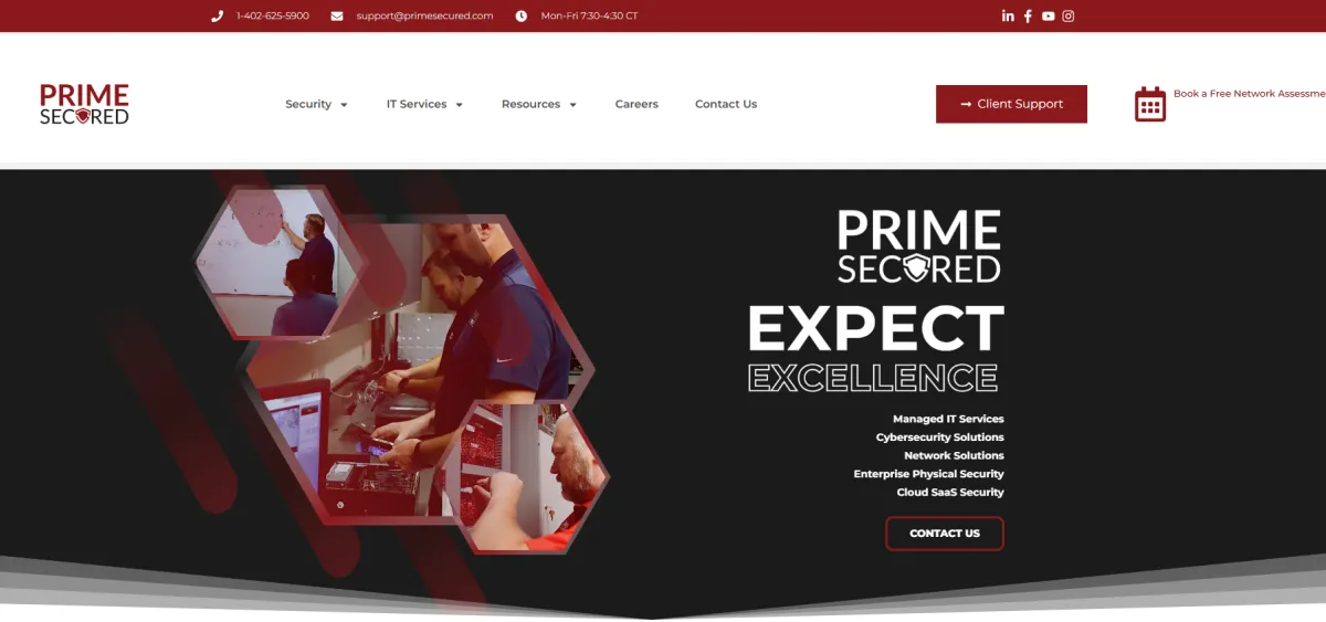 Prime Secured Omaha physical and cyber security homepage