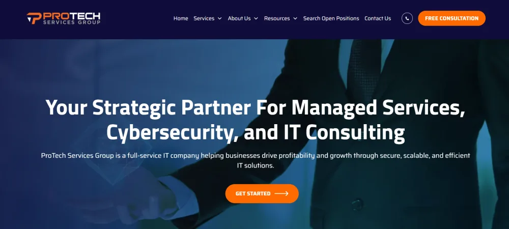 ProTech Services Group managed services and cybersecurity Memphis homepage screenshot