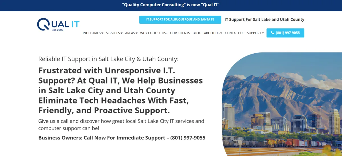 Qual IT managed IT support in Murray, Utah homepage screenshot