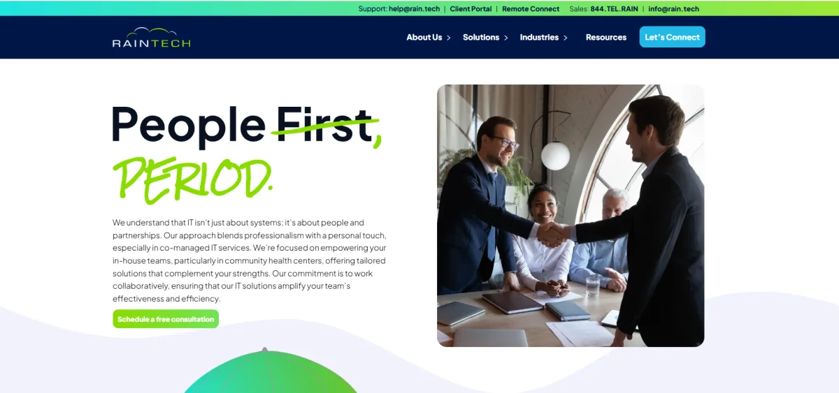 RainTech Colorado Springs managed IT homepage