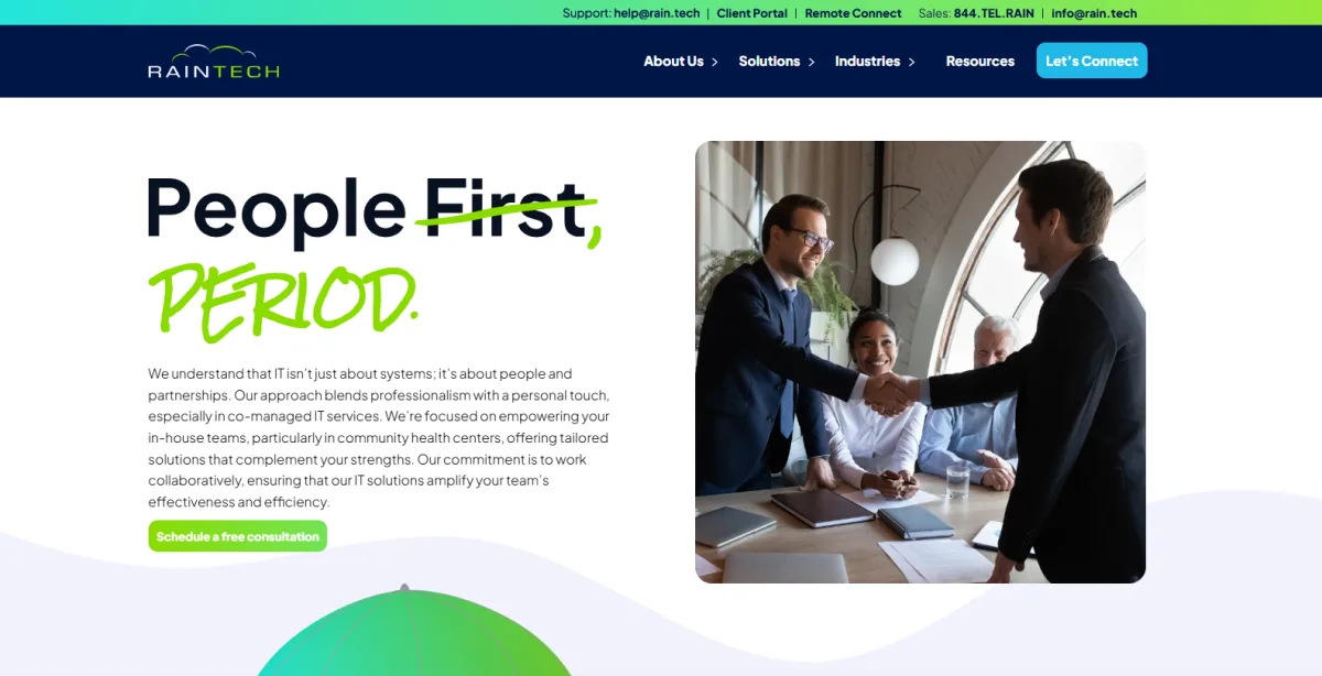 RainTech cloud-first managed IT and cybersecurity homepage, Colorado Springs