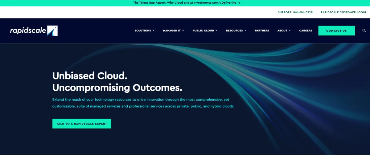 RapidScale managed cloud services in Raleigh, homepage