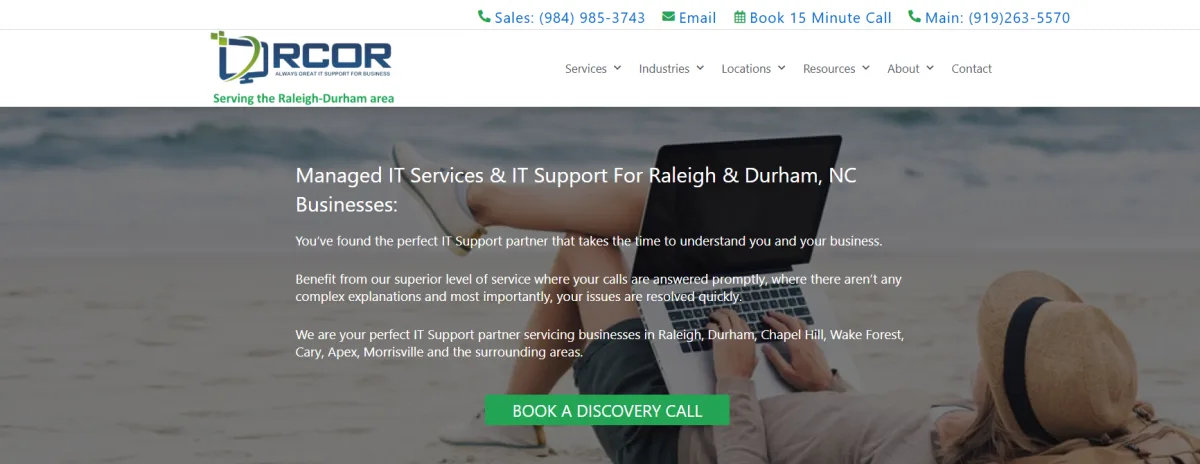 RCOR Technologies healthcare IT Durham homepage screenshot
