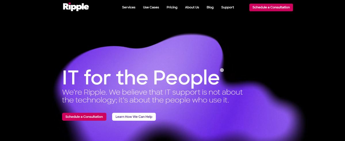 Ripple IT people-first managed IT for distributed startup teams homepage screenshot