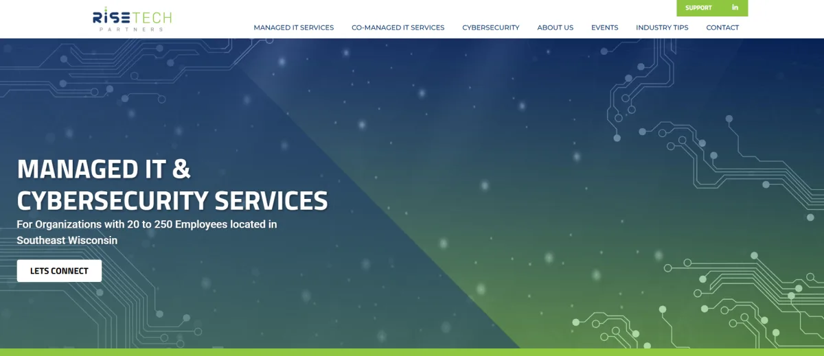 Risetech Partners managed IT and cybersecurity Milwaukee homepage